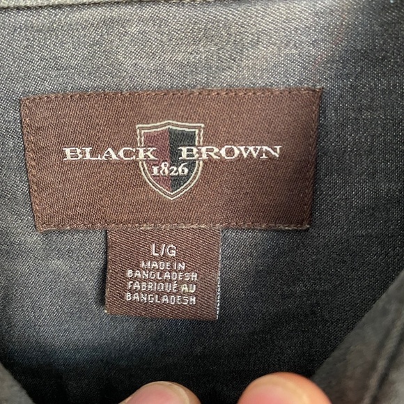 Black Brown 1826 Men's Gray Denim Button Up Long Sleeve Shirt Size‎ Large - Picture 2 of 10